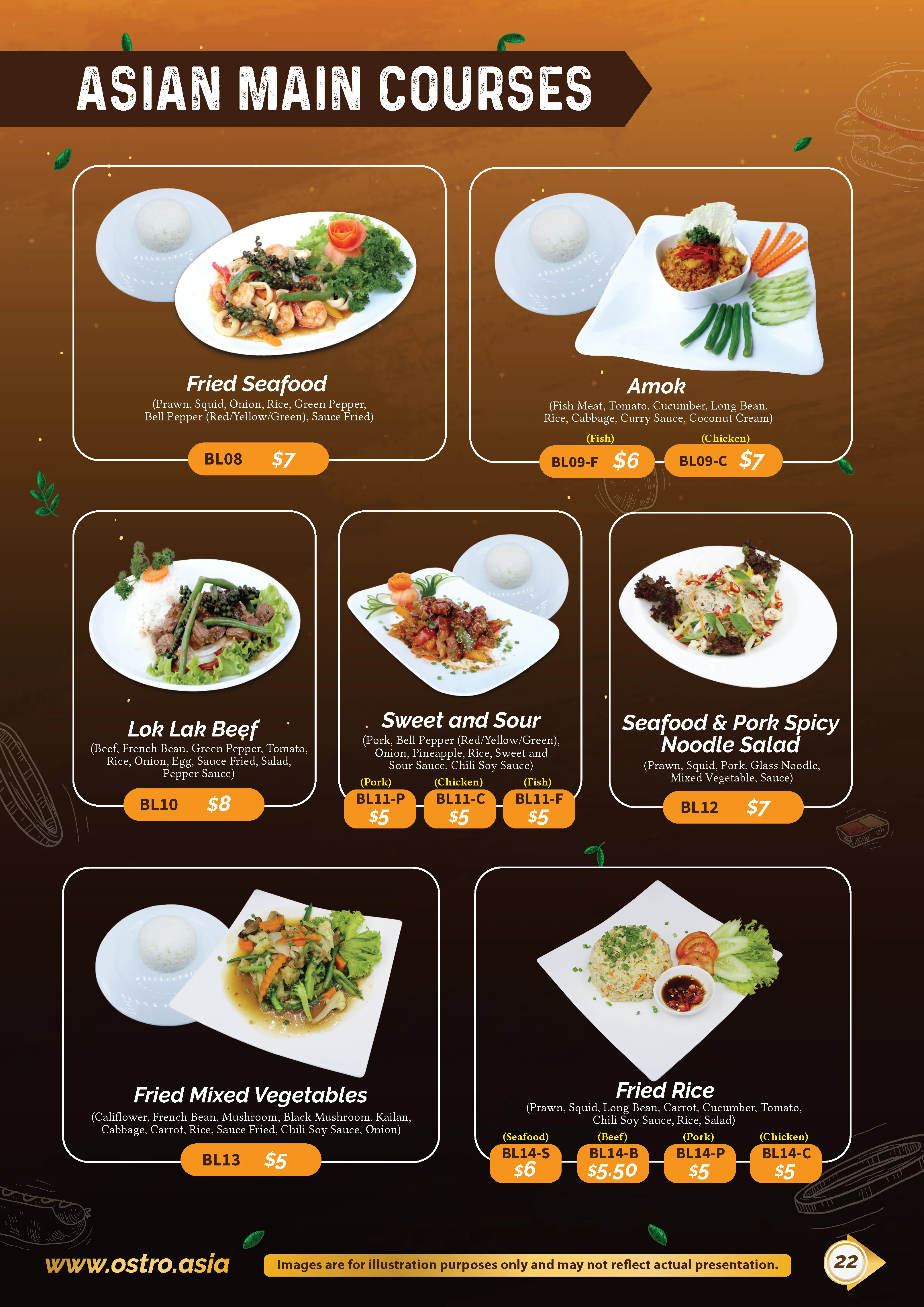 Asian Main Courses Menu 3